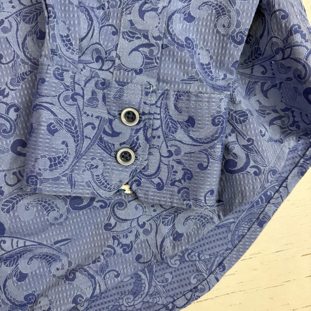 Robert Graham Paisley Shirt Mens L Blue Button-Up Long Sleeve Contrast Cuff - Picture 5 of 10